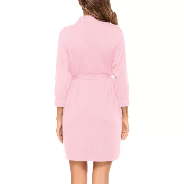SWOMOG Womens Maternity Nursing Robe Pregnancy Hospital Breastfeeding Bathrobes 3 in 1 Labor Delivery NightgownsPinkpocket