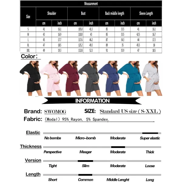 SWOMOG Womens Maternity Nursing Robe Pregnancy Hospital Breastfeeding Bathrobes 3 in 1 Labor Delivery NightgownsTurquoisepocket