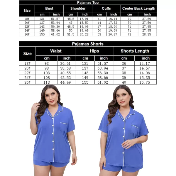 SWOMOG Womens Plus Size Pajamas Set Button Down Tops Short Sleeve Sleepwear Soft Pajama Shorts 2 Pcs Lounge Sets With PocketLavender