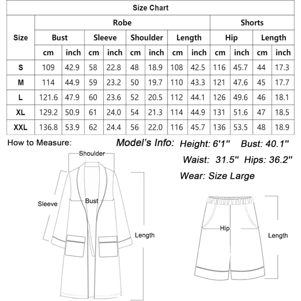 SWOMOG Mens Satin Robe with Shorts Set Silky Kimono Bathrobe Lightweight Soft SleepwearZchampagne