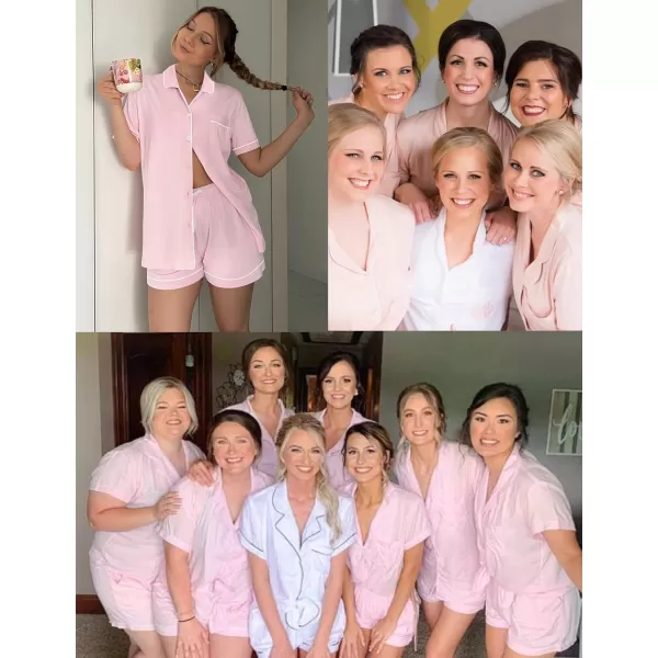 SWOMOG Womens Pajama Sets 2 Piece Short Sleeve Sleepwear Soft Button Down Pjs Nightwear Bride Modal Lounge SetsPink
