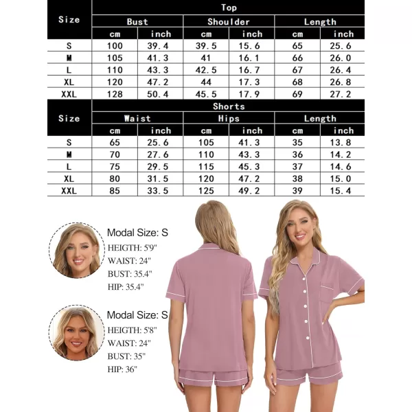 SWOMOG Womens Pajama Sets 2 Piece Short Sleeve Sleepwear Soft Button Down Pjs Nightwear Bride Modal Lounge SetsTaro Purple