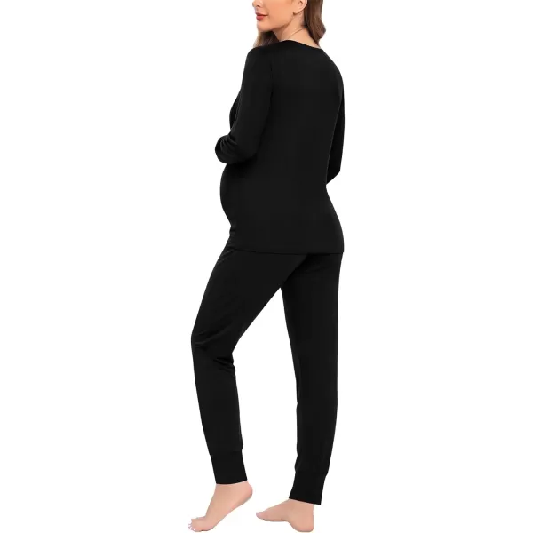 SWMOG Women Maternity amp Nursing Thermal Underwear Set Postpartum Pajamas Breastfeeding Long Sleeve Base Layer Pregnant PjsBlack