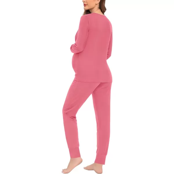 SWMOG Women Maternity amp Nursing Thermal Underwear Set Postpartum Pajamas Breastfeeding Long Sleeve Base Layer Pregnant PjsCoral