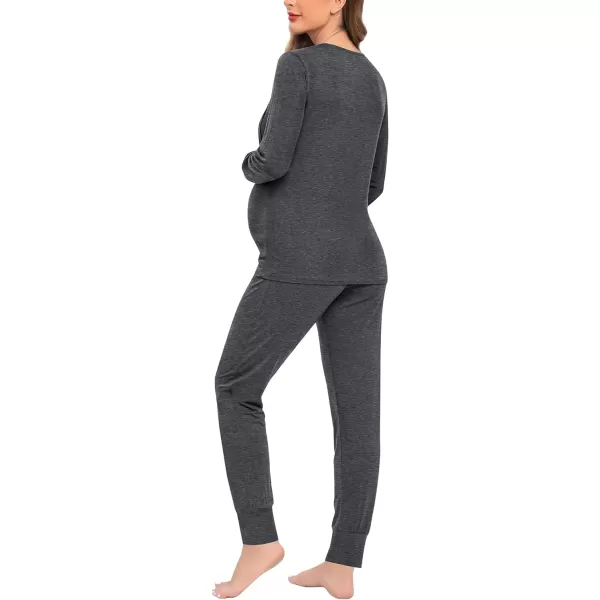 SWMOG Women Maternity amp Nursing Thermal Underwear Set Postpartum Pajamas Breastfeeding Long Sleeve Base Layer Pregnant PjsDeep Grey