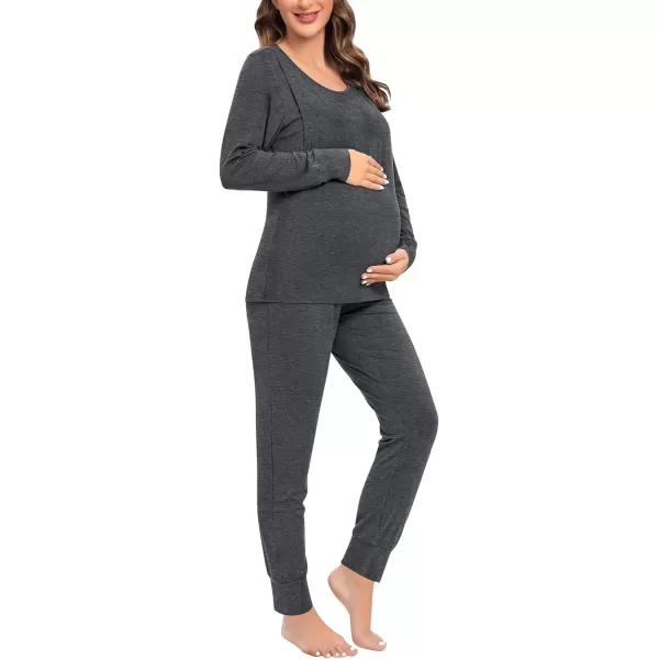 SWMOG Women Maternity amp Nursing Thermal Underwear Set Postpartum Pajamas Breastfeeding Long Sleeve Base Layer Pregnant PjsDeep Grey