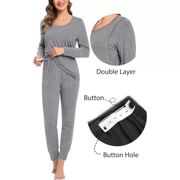 SWMOG Women Maternity amp Nursing Thermal Underwear Set Postpartum Pajamas Breastfeeding Long Sleeve Base Layer Pregnant PjsGrey