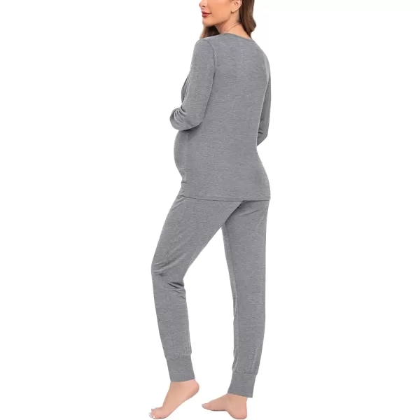 SWMOG Women Maternity amp Nursing Thermal Underwear Set Postpartum Pajamas Breastfeeding Long Sleeve Base Layer Pregnant PjsGrey