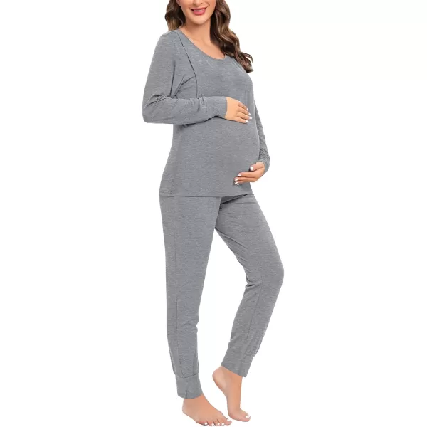 SWMOG Women Maternity amp Nursing Thermal Underwear Set Postpartum Pajamas Breastfeeding Long Sleeve Base Layer Pregnant PjsGrey