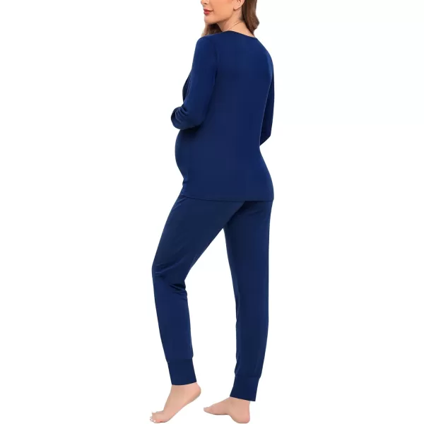 SWMOG Women Maternity amp Nursing Thermal Underwear Set Postpartum Pajamas Breastfeeding Long Sleeve Base Layer Pregnant PjsNavy Blue