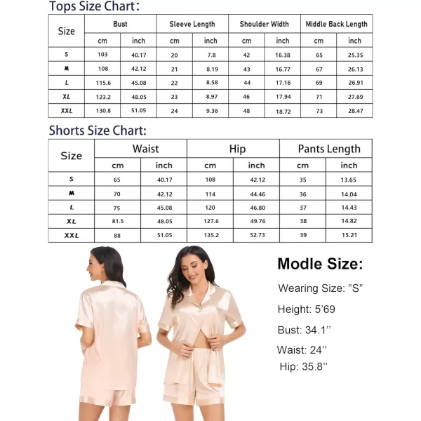 SWOMOG Couple Matching Pajamas Set Satin Short Sleeve Sleepwear Silky Pj Set for WomenMen ButtonDown TwoPieces NightwearChampagnewomen