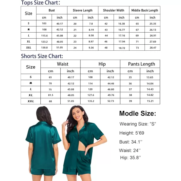 SWOMOG Couple Matching Pajamas Set Satin Short Sleeve Sleepwear Silky Pj Set for WomenMen ButtonDown TwoPieces NightwearGreenwomen