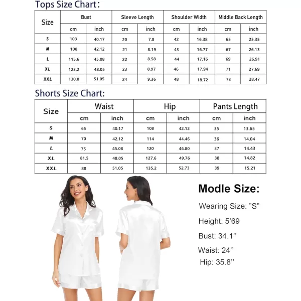 SWOMOG Couple Matching Pajamas Set Satin Short Sleeve Sleepwear Silky Pj Set for WomenMen ButtonDown TwoPieces NightwearWhitewomen