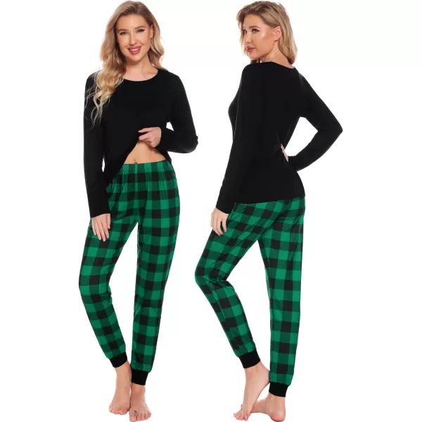 SWOMOG Family Matching Pajama Set Christmas Pjs Plaid Pajamas for Men Women and Kids Long Sleeve Sleepwear Pj SetKids Green Plaid Pantswith Pockets