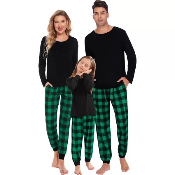 SWOMOG Family Matching Pajama Set Christmas Pjs Plaid Pajamas for Men Women and Kids Long Sleeve Sleepwear Pj SetKids Green Plaid Pantswith Pockets