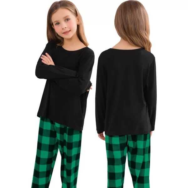 SWOMOG Family Matching Pajama Set Christmas Pjs Plaid Pajamas for Men Women and Kids Long Sleeve Sleepwear Pj SetKids Green Plaid Pantswith Pockets