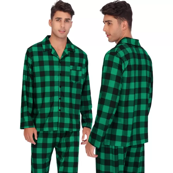 SWOMOG Family Matching Pajama Set Christmas Pjs Plaid Pajamas for Men Women and Kids Long Sleeve Sleepwear Pj SetKids Green Plaidno Pockets