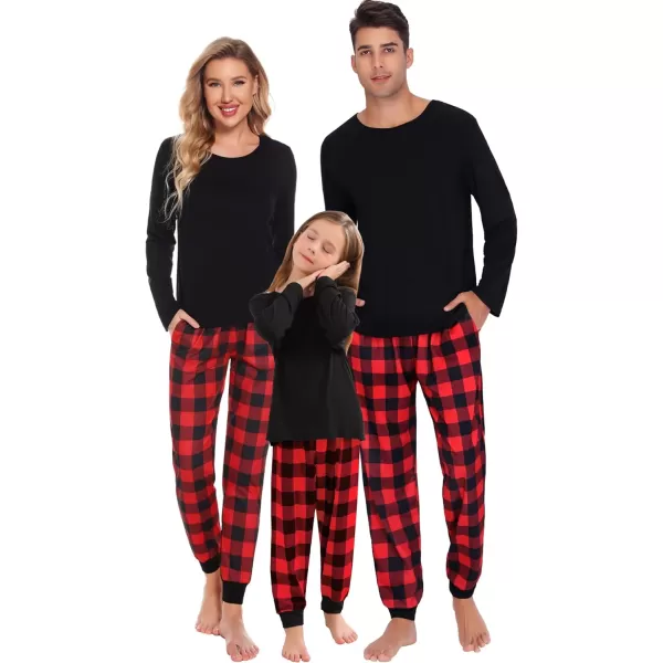 SWOMOG Family Matching Pajama Set Christmas Pjs Plaid Pajamas for Men Women and Kids Long Sleeve Sleepwear Pj SetKids Red Plaid Pantswith Pockets