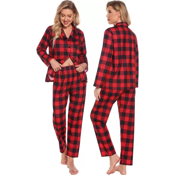 SWOMOG Family Matching Pajama Set Christmas Pjs Plaid Pajamas for Men Women and Kids Long Sleeve Sleepwear Pj SetKids Red Plaidno Pockets