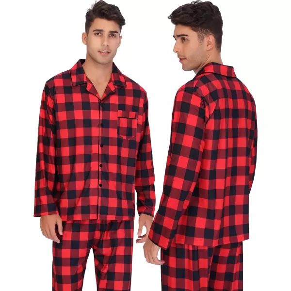 SWOMOG Family Matching Pajama Set Christmas Pjs Plaid Pajamas for Men Women and Kids Long Sleeve Sleepwear Pj SetKids Red Plaidno Pockets