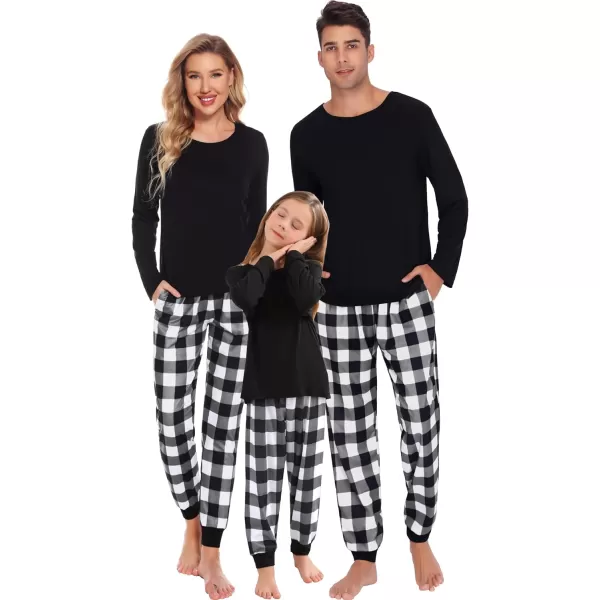 SWOMOG Family Matching Pajama Set Christmas Pjs Plaid Pajamas for Men Women and Kids Long Sleeve Sleepwear Pj SetKids White Plaid Pantswith Pockets