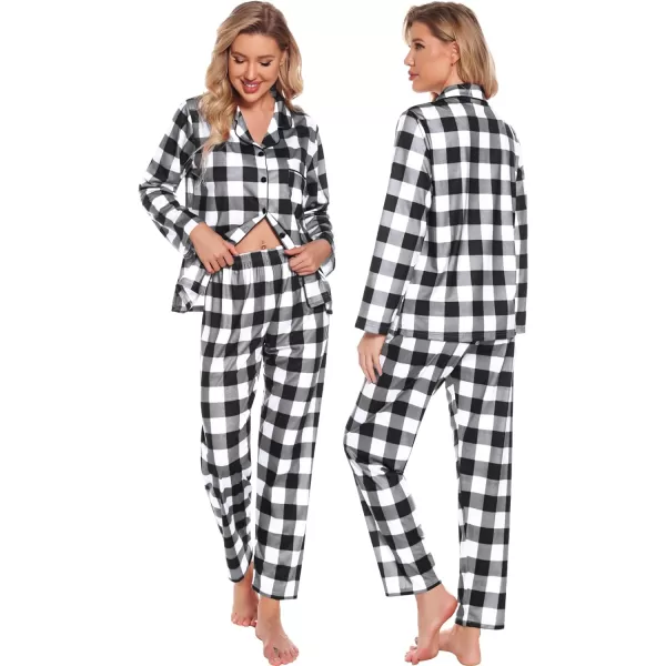 SWOMOG Family Matching Pajama Set Christmas Pjs Plaid Pajamas for Men Women and Kids Long Sleeve Sleepwear Pj SetKids White Plaidno Pockets