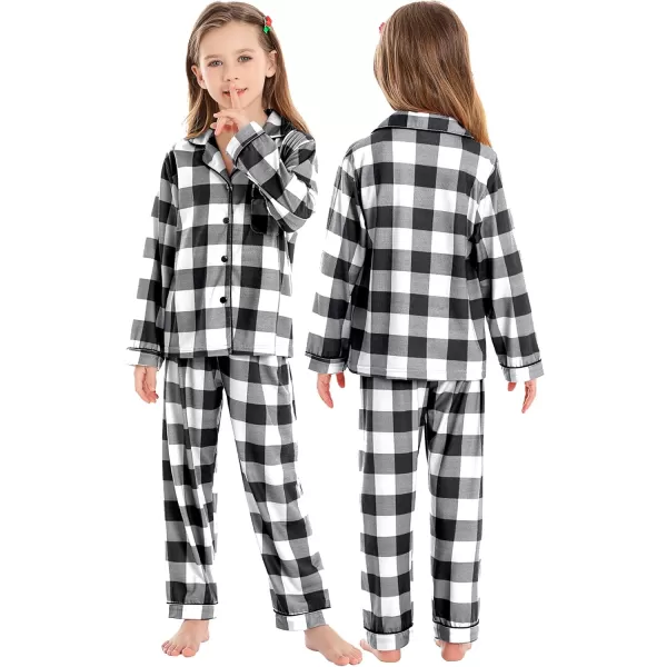 SWOMOG Family Matching Pajama Set Christmas Pjs Plaid Pajamas for Men Women and Kids Long Sleeve Sleepwear Pj SetKids White Plaidno Pockets