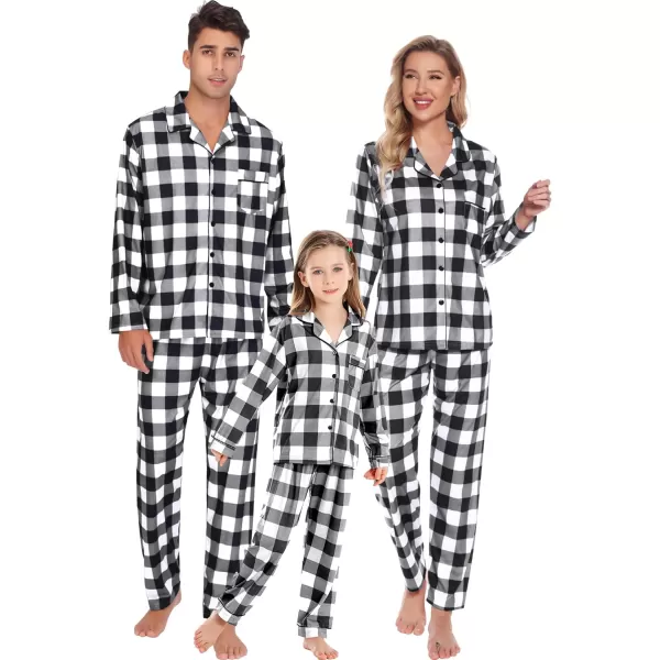 SWOMOG Family Matching Pajama Set Christmas Pjs Plaid Pajamas for Men Women and Kids Long Sleeve Sleepwear Pj SetKids White Plaidno Pockets