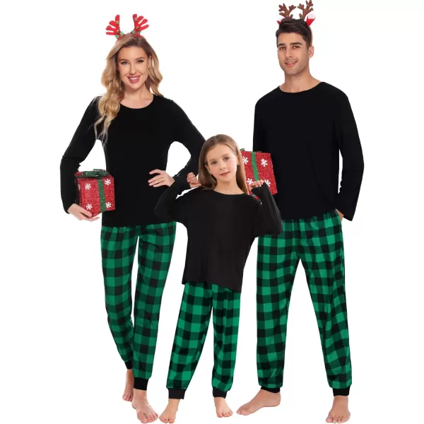 SWOMOG Family Matching Pajama Set Christmas Pjs Plaid Pajamas for Men Women and Kids Long Sleeve Sleepwear Pj SetMen Green Plaid Pantswith Pockets