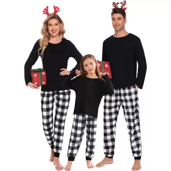 SWOMOG Family Matching Pajama Set Christmas Pjs Plaid Pajamas for Men Women and Kids Long Sleeve Sleepwear Pj SetMen White Plaid Pantswith Pockets