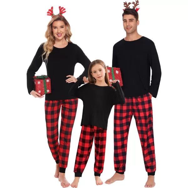 SWOMOG Family Matching Pajama Set Christmas Pjs Plaid Pajamas for Men Women and Kids Long Sleeve Sleepwear Pj SetWomen Red Plaid Pantswith Pockets