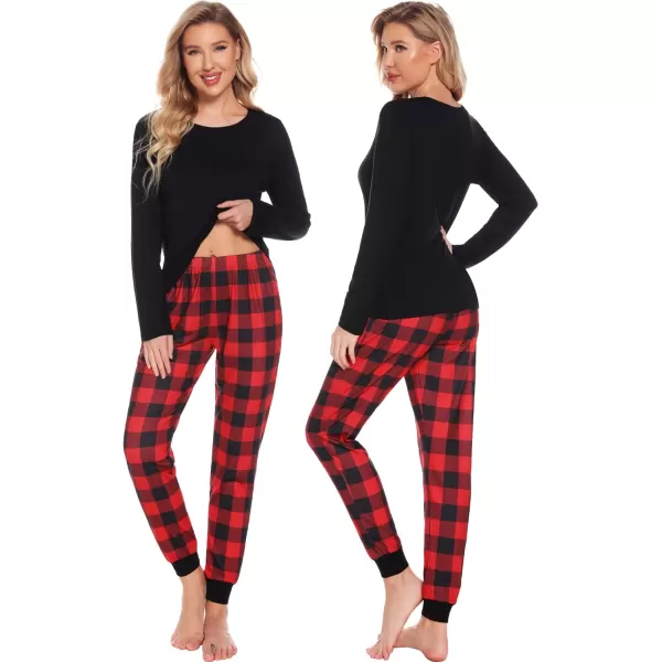 SWOMOG Family Matching Pajama Set Christmas Pjs Plaid Pajamas for Men Women and Kids Long Sleeve Sleepwear Pj SetWomen Red Plaid Pantswith Pockets