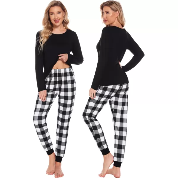 SWOMOG Family Matching Pajama Set Christmas Pjs Plaid Pajamas for Men Women and Kids Long Sleeve Sleepwear Pj SetWomen White Plaid Pantswith Pockets