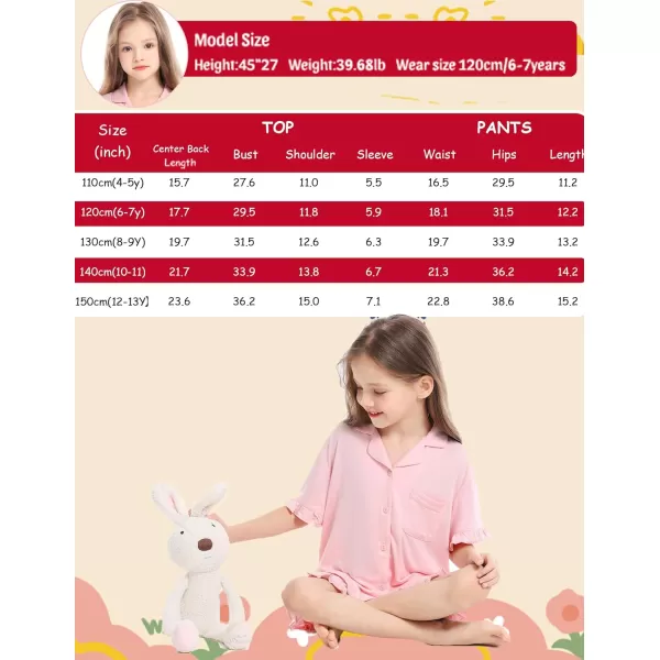 SWOMOG Girls Boys Modal Short Sleeve Pajama Set with Ruffle Hem Unisex Kids Soft Sleepwear 2 Piece Lounge SetsPink