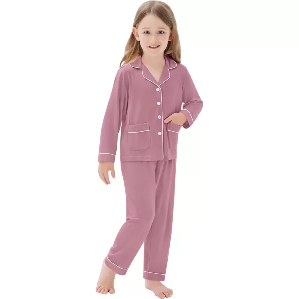 SWOMOG Kid Long Sleeve Pjs Set Girls Boys Modal Sleepwear ButtonDown Lounge Set4T13TTaro