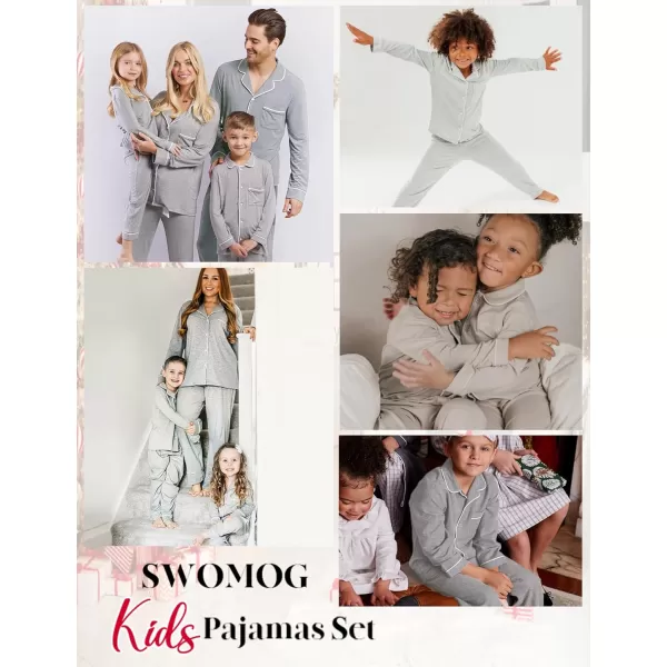 SWOMOG Kids Modal Pajamas Sets Girls Boys Long Sleeve Sleepwear 2 Piece Lounge Sets ButtonDown Pjs SetGery