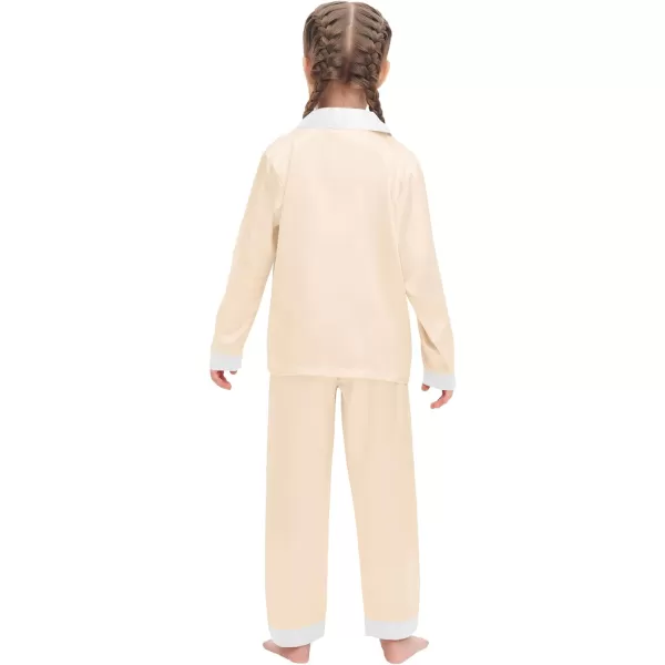 SWOMOG Kids Satin Pajamas Sets Girls Boys Long Sleeve Sleepwear Button Down Pjs Set 2 PCS Loungewear SetsChampagne