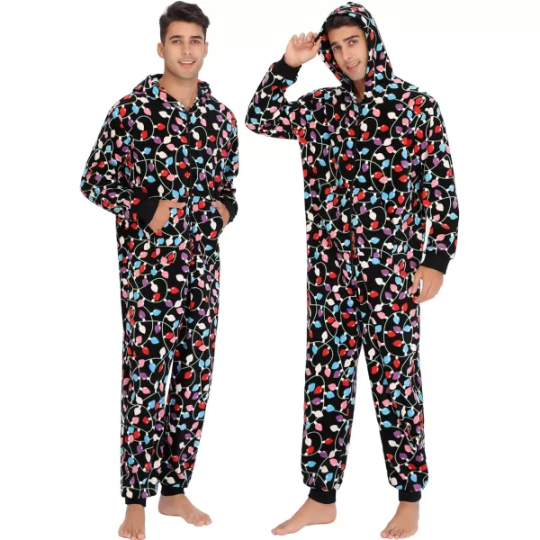 SWOMOG Matching Family Christmas One Piece Pajamas Fleece Onepiece ParentChild Zipup Jumpsuit with Pockets PjsKids Color Light