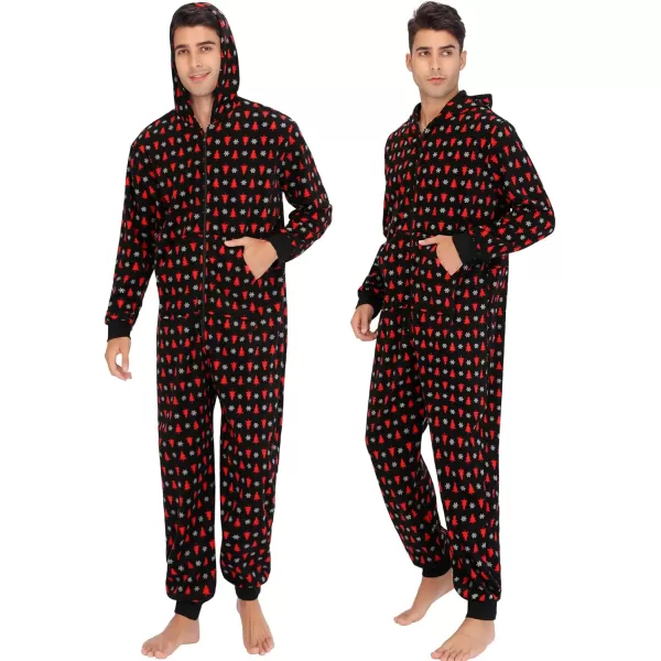 SWOMOG Matching Family Christmas One Piece Pajamas Fleece Onepiece ParentChild Zipup Jumpsuit with Pockets PjsKids Snowflake and Tree