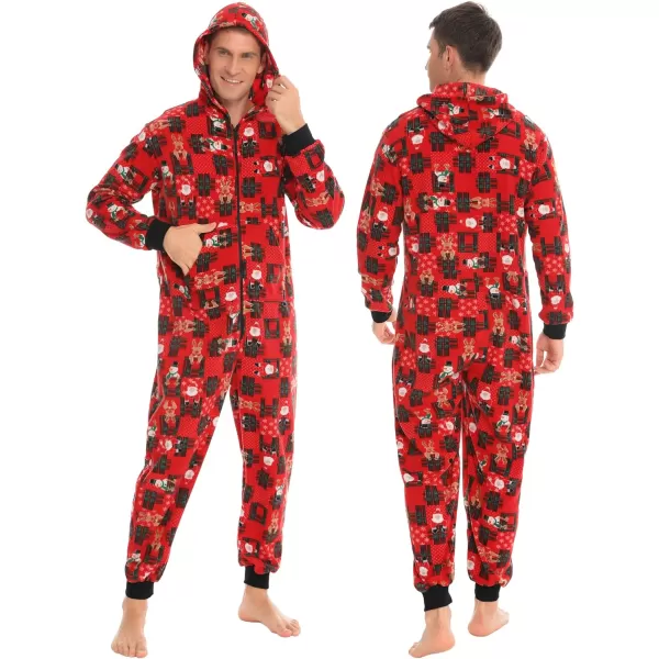 SWOMOG Matching Family Christmas One Piece Pajamas Fleece Onepiece ParentChild Zipup Jumpsuit with Pockets PjsMen Pat1