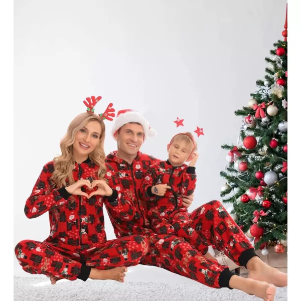 SWOMOG Matching Family Christmas One Piece Pajamas Fleece Onepiece ParentChild Zipup Jumpsuit with Pockets PjsMen Pat1