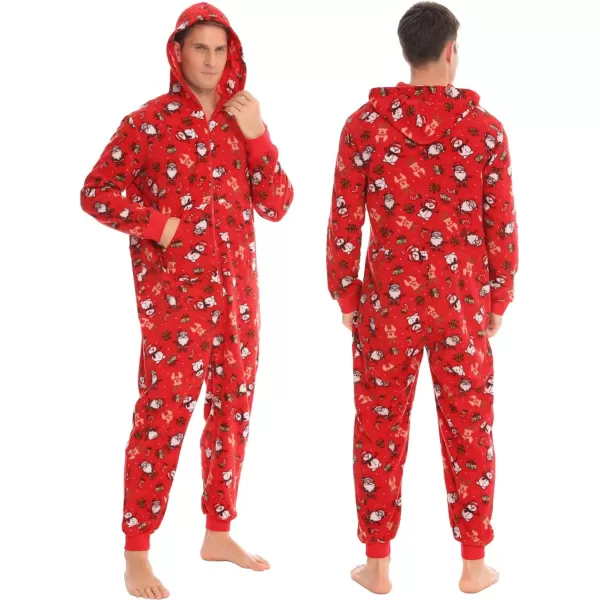 SWOMOG Matching Family Christmas One Piece Pajamas Fleece Onepiece ParentChild Zipup Jumpsuit with Pockets PjsMen Pat2