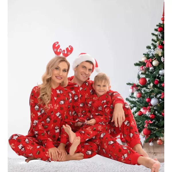 SWOMOG Matching Family Christmas One Piece Pajamas Fleece Onepiece ParentChild Zipup Jumpsuit with Pockets PjsMen Pat2