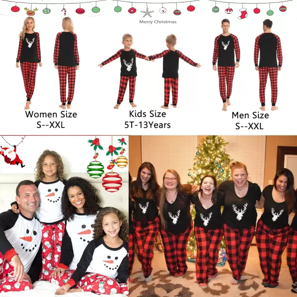 SWOMOG Matching Family Christmas Pajamas Holiday Xmas Jammies PJs For Family Couples Teen Boys Girls Festival SleepwearKids Christmas Deer Head