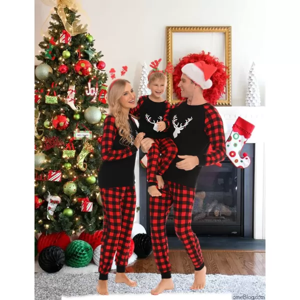 SWOMOG Matching Family Christmas Pajamas Holiday Xmas Jammies PJs For Family Couples Teen Boys Girls Festival SleepwearKids Christmas Deer Head