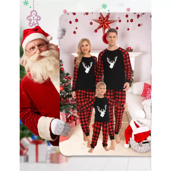 SWOMOG Matching Family Christmas Pajamas Holiday Xmas Jammies PJs For Family Couples Teen Boys Girls Festival SleepwearKids Christmas Deer Head