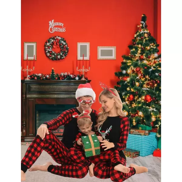 SWOMOG Matching Family Christmas Pajamas Holiday Xmas Jammies PJs For Family Couples Teen Boys Girls Festival SleepwearKids Gold Letter Deer