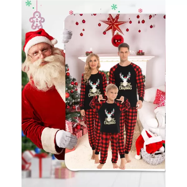 SWOMOG Matching Family Christmas Pajamas Holiday Xmas Jammies PJs For Family Couples Teen Boys Girls Festival SleepwearKids Gold Letter Deer