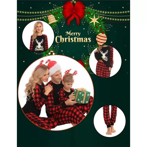 SWOMOG Matching Family Christmas Pajamas Holiday Xmas Jammies PJs For Family Couples Teen Boys Girls Festival SleepwearKids Gold Letter Deer