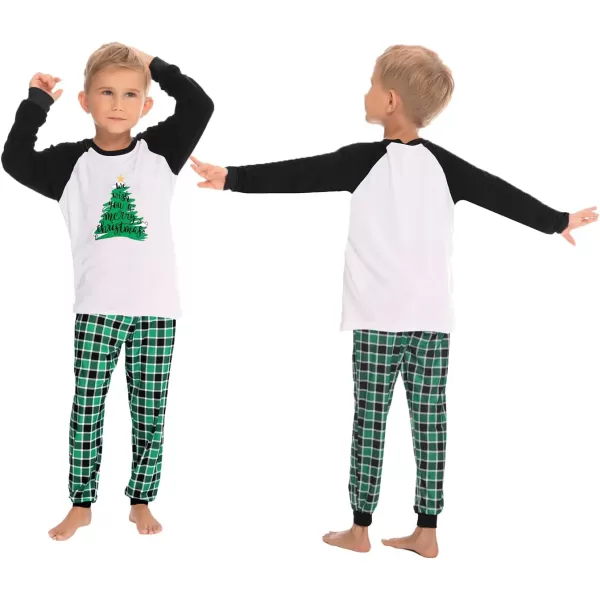 SWOMOG Matching Family Christmas Pajamas Holiday Xmas Jammies PJs For Family Couples Teen Boys Girls Festival SleepwearKids Green Christmas Tree